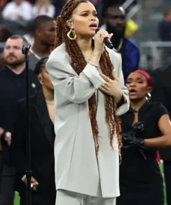 Andra Day Grey Suit