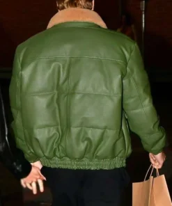Justin Bieber Green Leather Jacket
