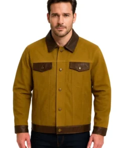 Hit Man Glen Powell Green Suede Leather Jacket