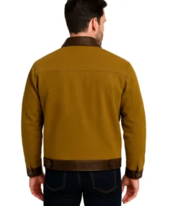 Hit Man Glen Powell Green Suede Leather Jacket (Back)