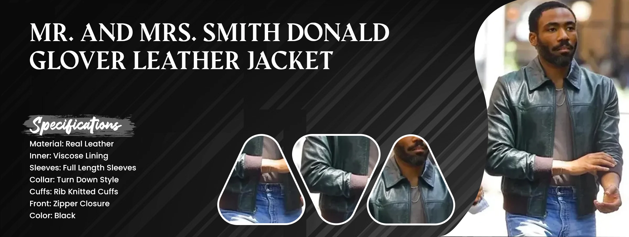 Mr. and Mrs. Smith Donald Glover Leather Jacket