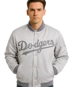 Silver LA Dodgers Satin Jacket