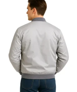 Silver LA Dodgers Satin Jacket (Back)