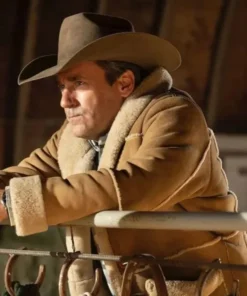 Jon Hamm Fargo S05 Roy Tillman Brown Shearling Suede Leather Jacket