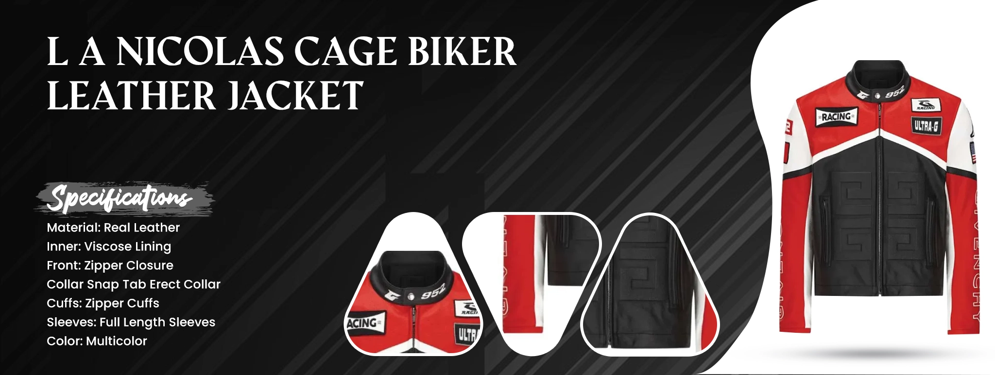 L A Nicolas Cage Biker Leather Jacket