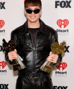 Peso Pluma Black Leather Jacket