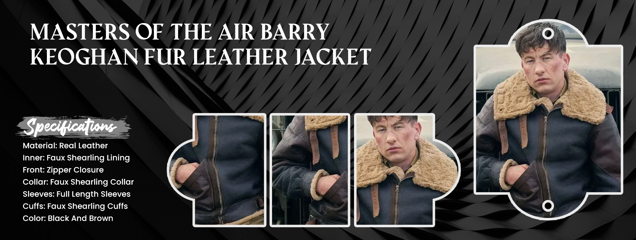 Masters of the Air Barry Keoghan Fur Leather Jacket