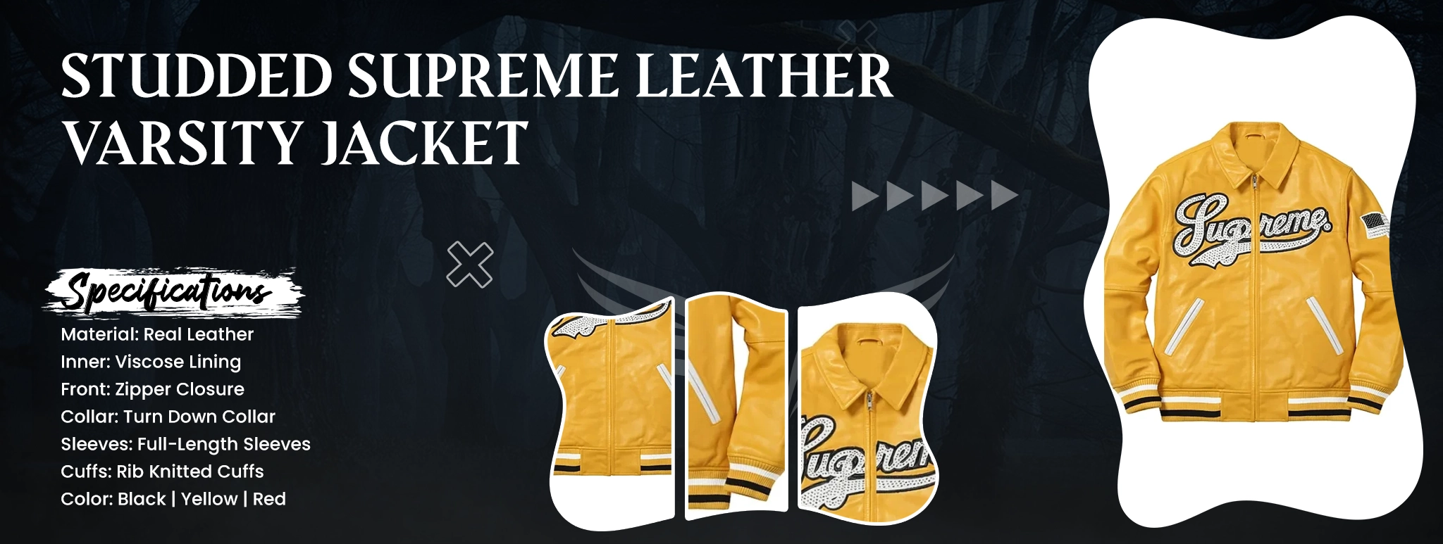 Studded Supreme Leather Varsity Jacket