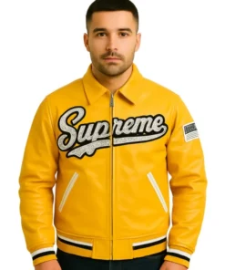 Studded Supreme Leather Varsity Jacket