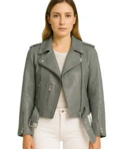 The Rookie Nyla Harper Grey Leather Jacket