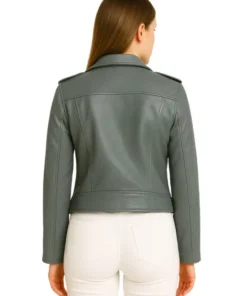 The Rookie Nyla Harper Grey Leather Jacket (Back)