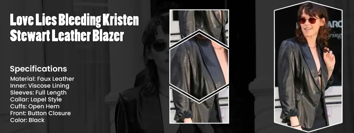 Love Lies Bleeding Kristen Stewart Leather Blazer