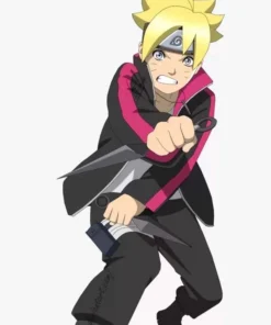 Comfortable Next Generation Jacket, Boruto Uzumaki attire, short black design.