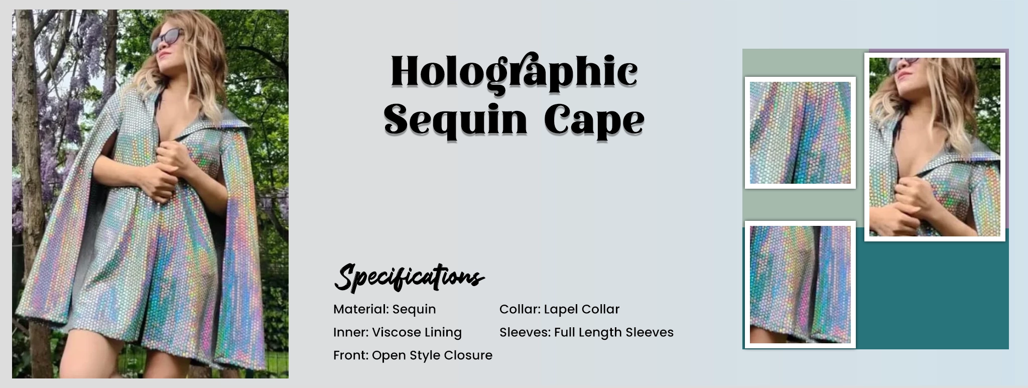 Holographic Sequin Cape