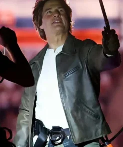 Paris Olympics 2024 Closing Ceremony Tom Cruise Stunt Leather Jacket