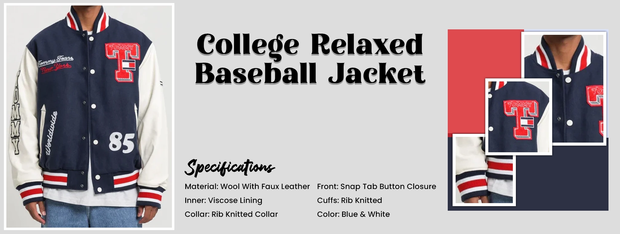 College Raelaxed Baseball Jacket