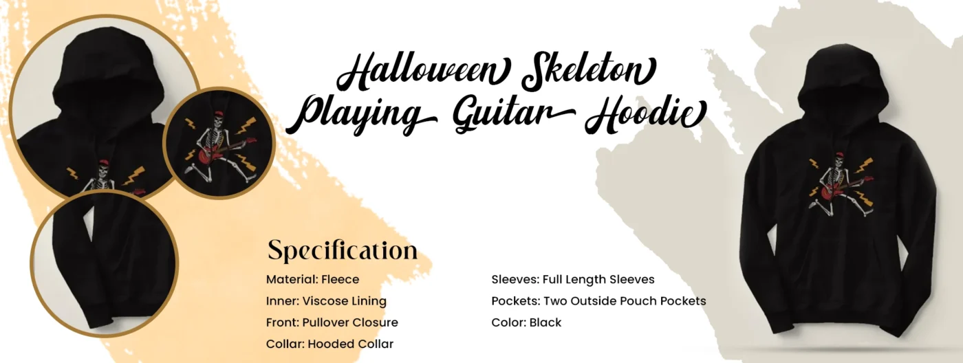 Halloween Skeleton Playing Guitar Hoodie