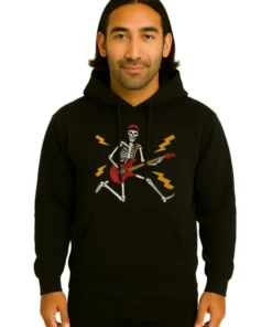 Halloween Skeleton Playing Guitar Hoodie