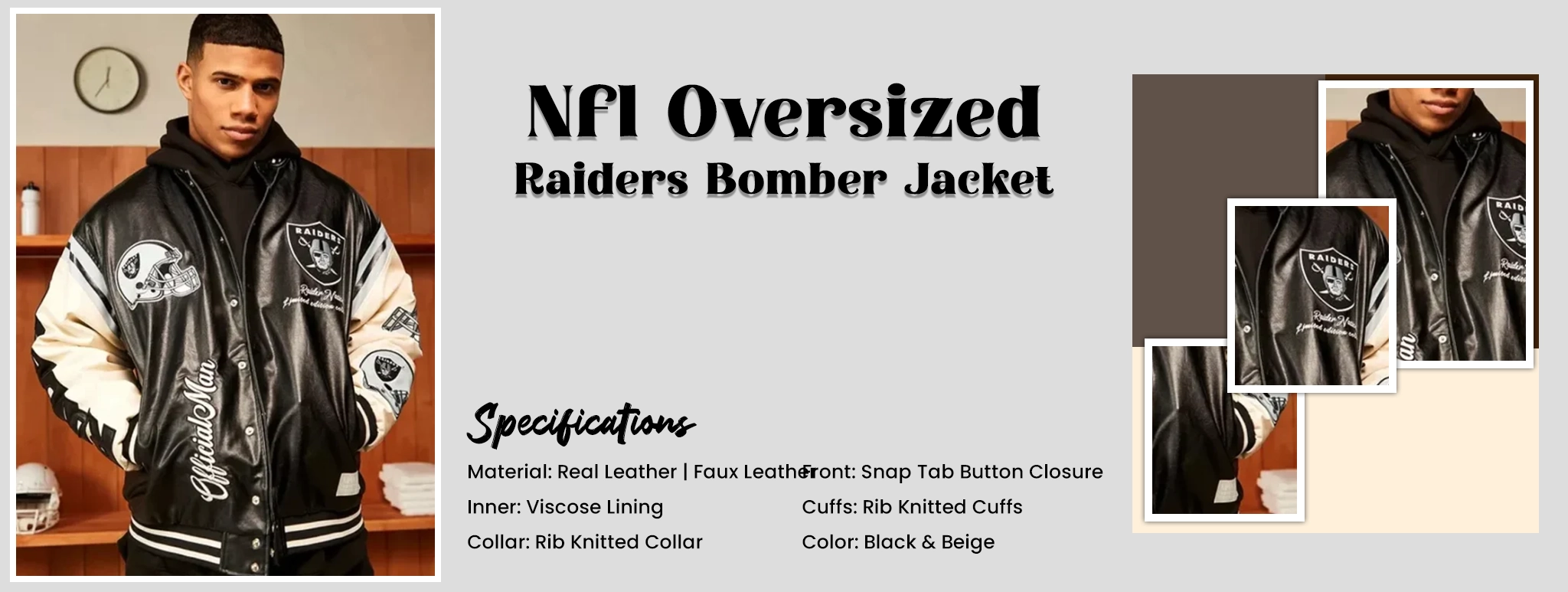 Nfl Oversized Raiders Bomber Jacket