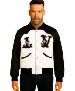 Bicolor Satin Bomber Jacket