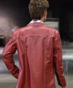 Brad Pitt Fight Club Tyler Durden Red Leather Blazer Jacket