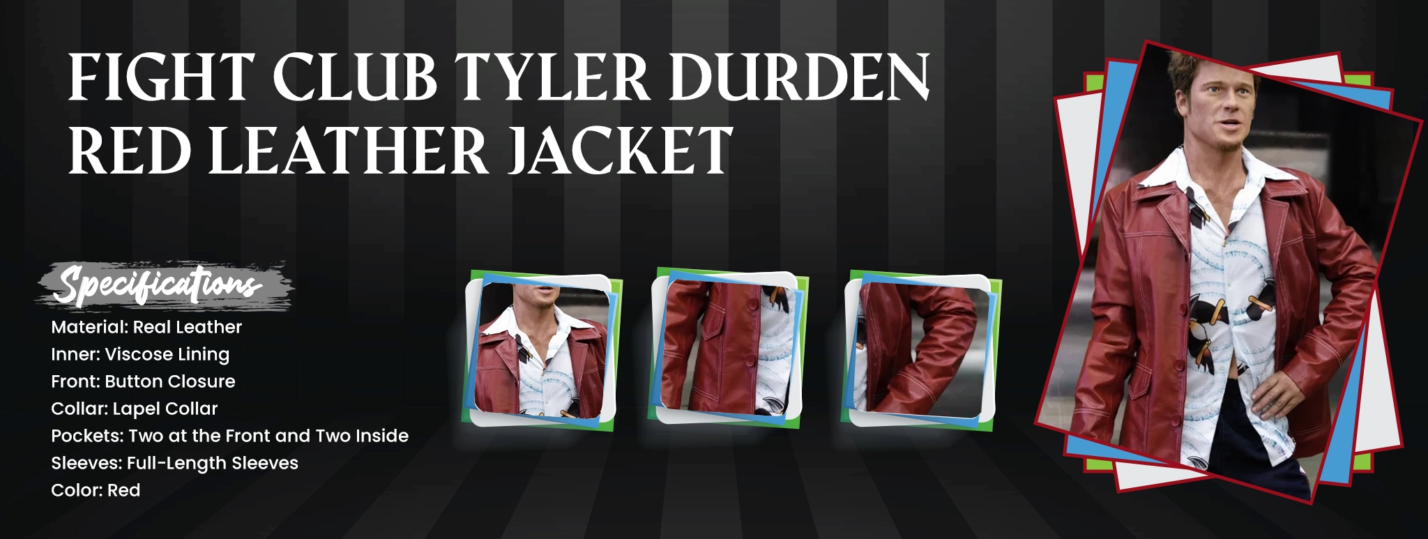 Fight Club Tyler Durden Red Leather Jacket