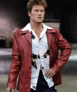 Fight Club Tyler Durden Red Leather Jacket