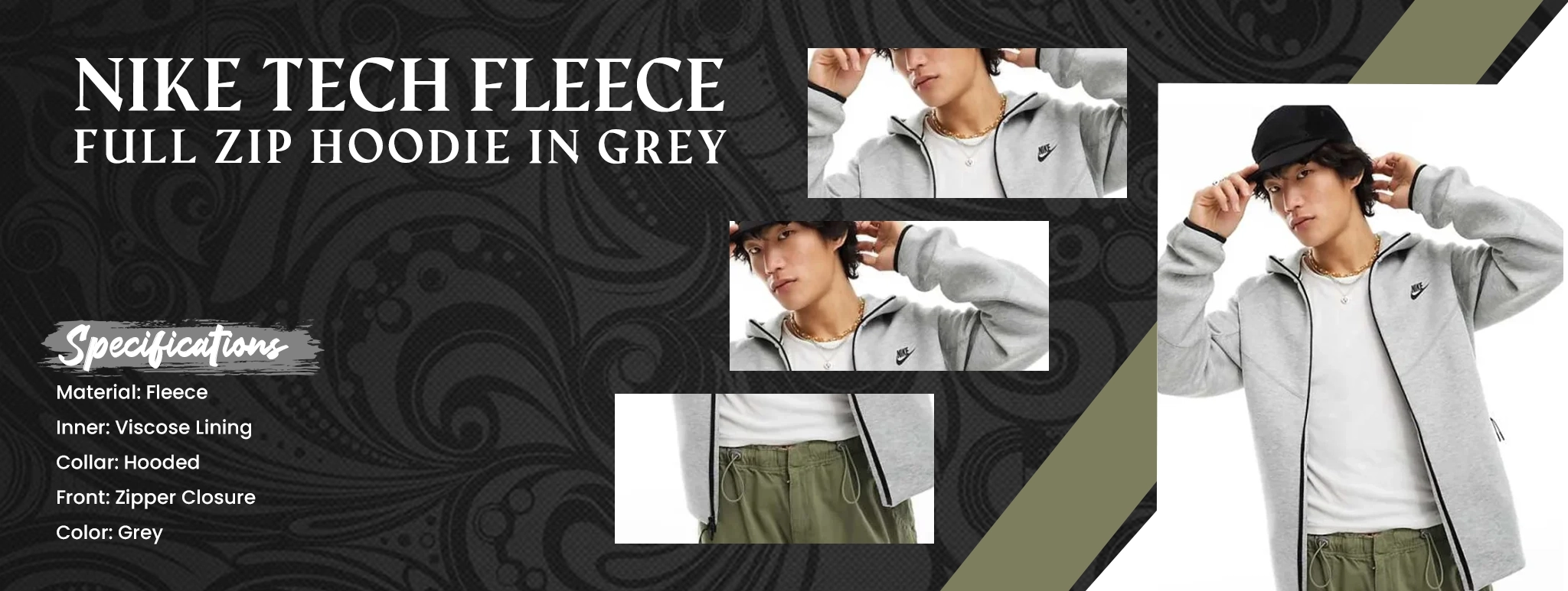 Nike Tech Fleece Full Zip Hoodie In Grey