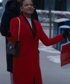 Meet Me Next Christmas Christina Milian Red Coat
