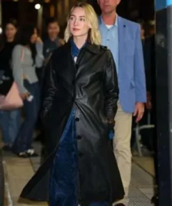 The Outrun Saoirse Ronan Black Leather Coat