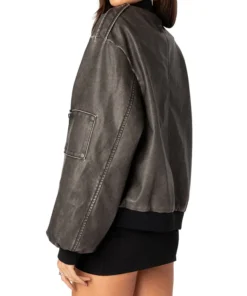 Vava Washed Leather Bomber Jacket.
