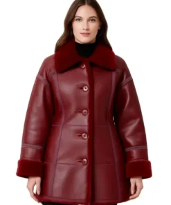 Women's Oversized Leather Shearling Coat