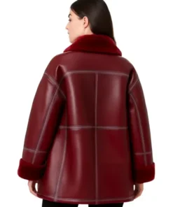 Women's Oversized Leather Shearling Coat