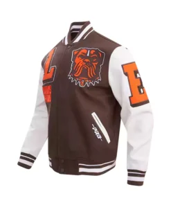 Cleveland Browns Varsity Jacket - Men’s Brown Full-Zip Pro Standard Letterman Left Side