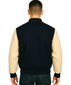 Golden Bear Varsity Jacket – Navy & Cream with Premium GDP Patches (Back)
