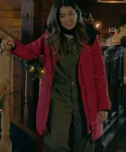 The Finnish Line 2024 - Nichole Sakura Red Hooded Jacket for Trendy Winter Fashion