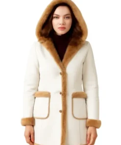 Elyse The Finnish Line Nichole Sakura-Inspired 2024 White Shearling Coat