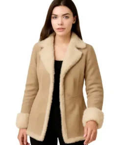 Rachel Zegler Y2K Beige Shearling Jacket