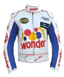Front view of Talladega Nights costume with detailed patches and logos, stylish Talladega Nights wife costume for Halloween.