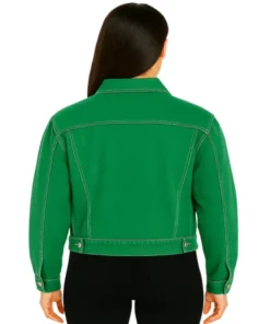 Women Green Jeans Denim Jacket (back)