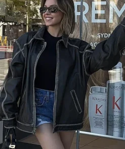 Sydney Sweeney Brown Leather Jacket - 2025 jacket trends