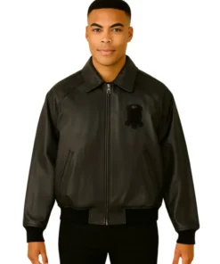 Icon Solid Black Avirex Leather Jacket