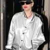 Lady Gaga Striped Satin Bomber Jacket