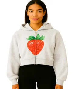 STRAWBERRY ZIP RECTANGLE HOODIE