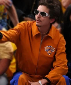Timothee Chalamet Knicks Game Six Jacket Back