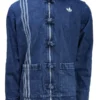Front view of the Adidas Chinese New Year Blue Denim Jacket with buttons from America Jackets.