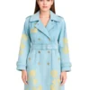 Ermanno Scervino Denim Print Midi Trench Coat
