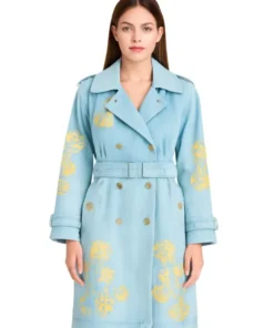 Ermanno Scervino Denim Print Midi Trench Coat