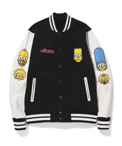 Front-Side-Of-The-Black-Bape-Simpsons-Baby-Milo-Varsity-Jacket