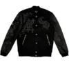 Front-Side-Of-The-Chrome-Hearts-Black-Letterman-Varsity-Jacket-Style-1